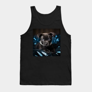Black Staffy With Pearls Tank Top